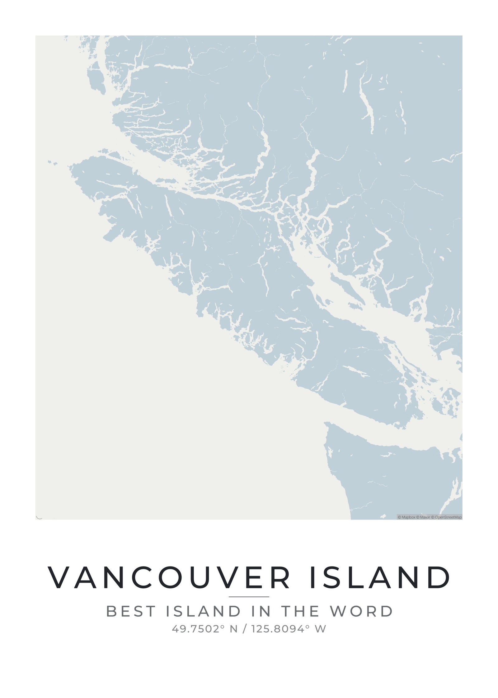 Vancouver Island BC Canada Pacific ocean travel map poster